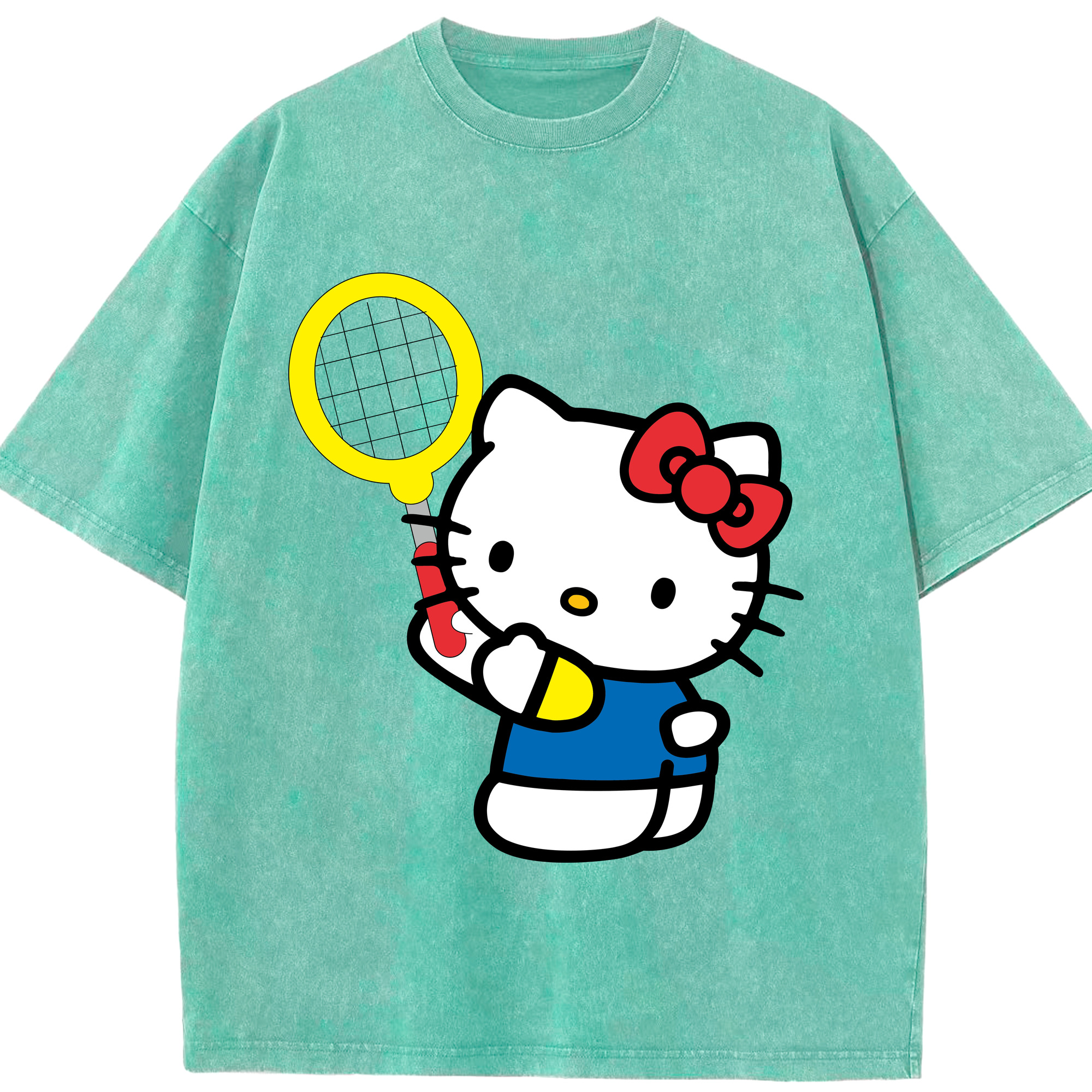 （画像用） Hello Kitty ハローキティ 綿100% ヴィンテージ風 半袖Tシャツ（フロントプリント）
